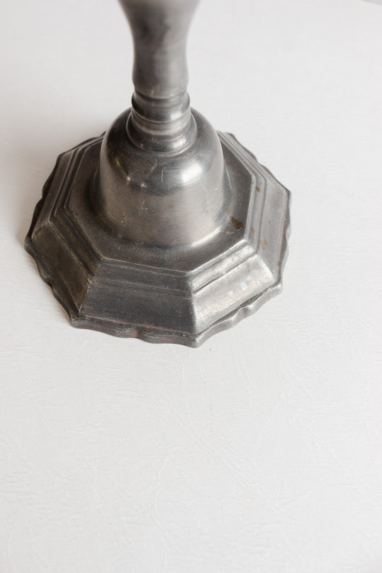 pair of vintage large french pewter candlesticks