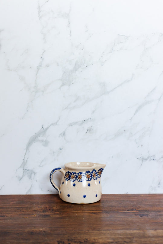 antique bolesławiec stoneware cream pitcher