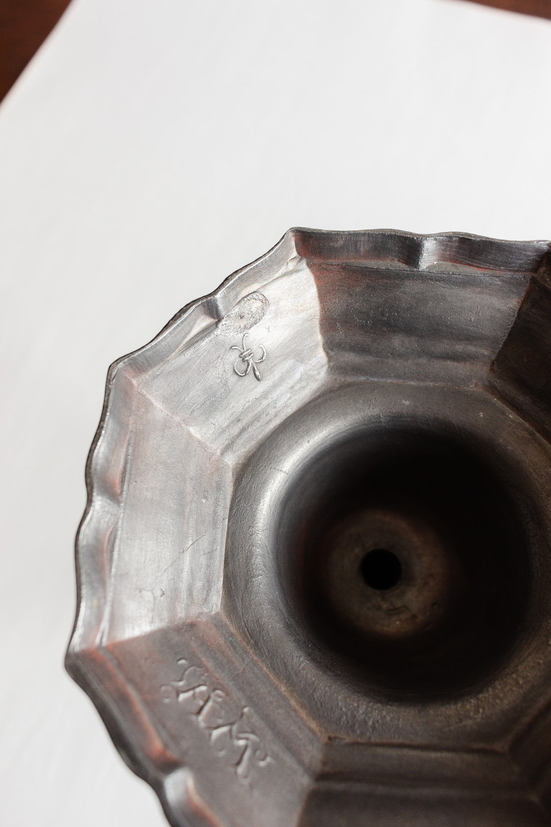 pair of vintage large french pewter candlesticks