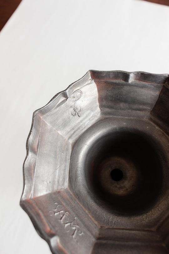 pair of vintage large french pewter candlesticks