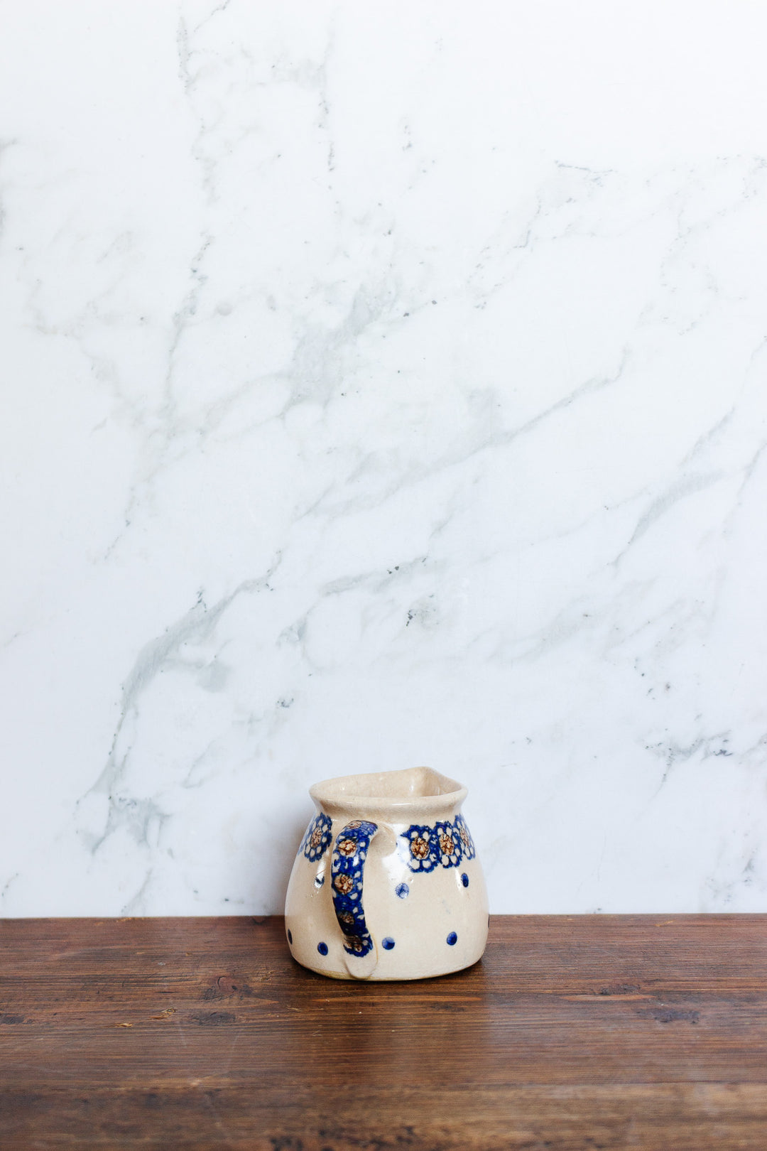 antique bolesławiec stoneware cream pitcher