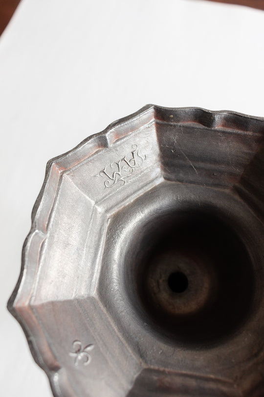 pair of vintage large french pewter candlesticks