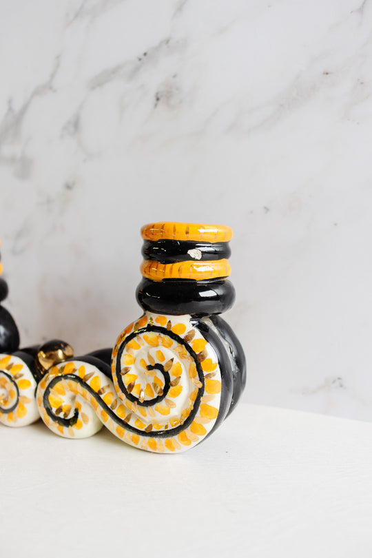 vintage french artisan made handpainted mantle candlestick