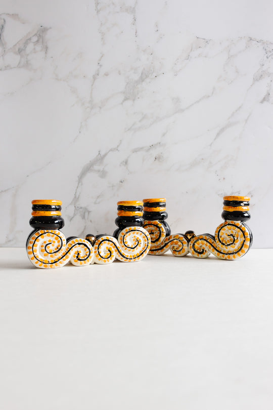 vintage french artisan made handpainted mantle candlestick