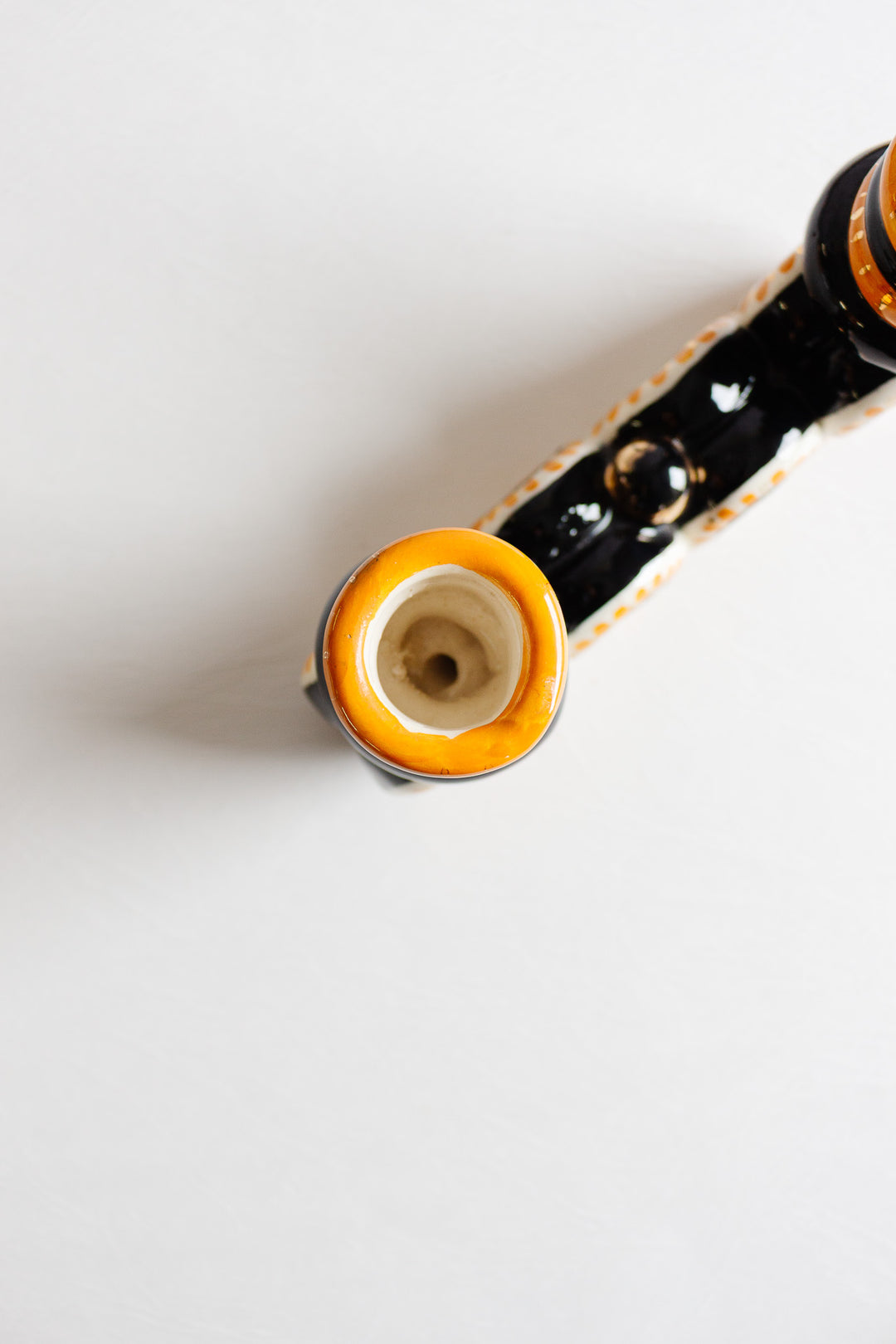 vintage french artisan made handpainted mantle candlestick