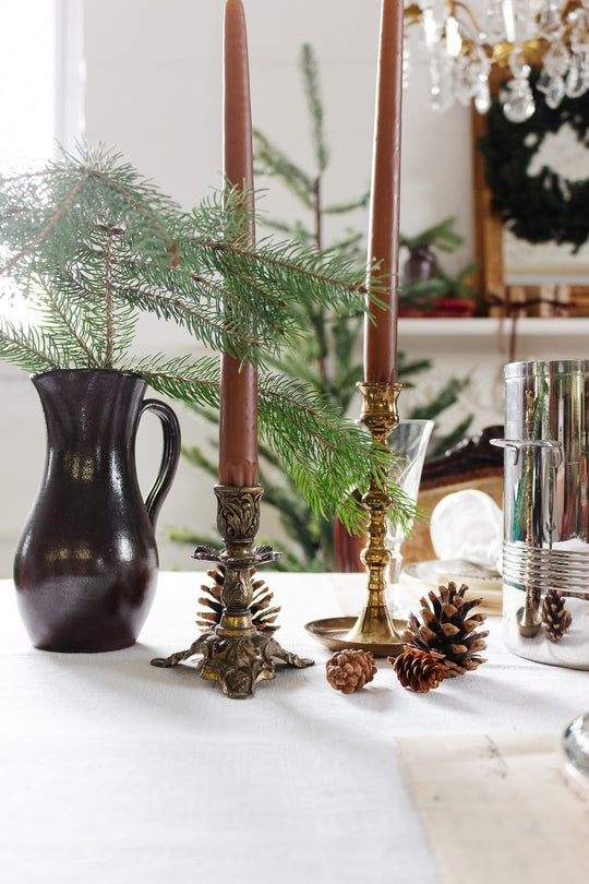 pair of vintage italian solid brass candlesticks