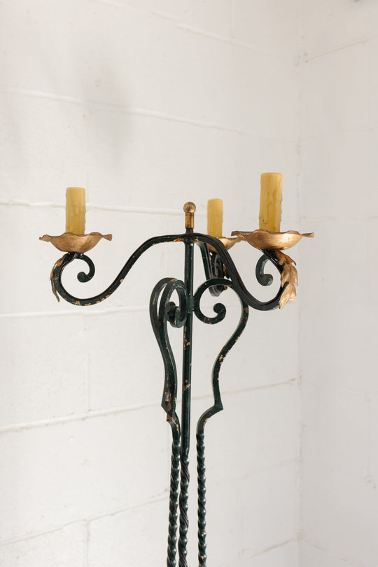 early 20th century french wrought iron candleabra floor lamp