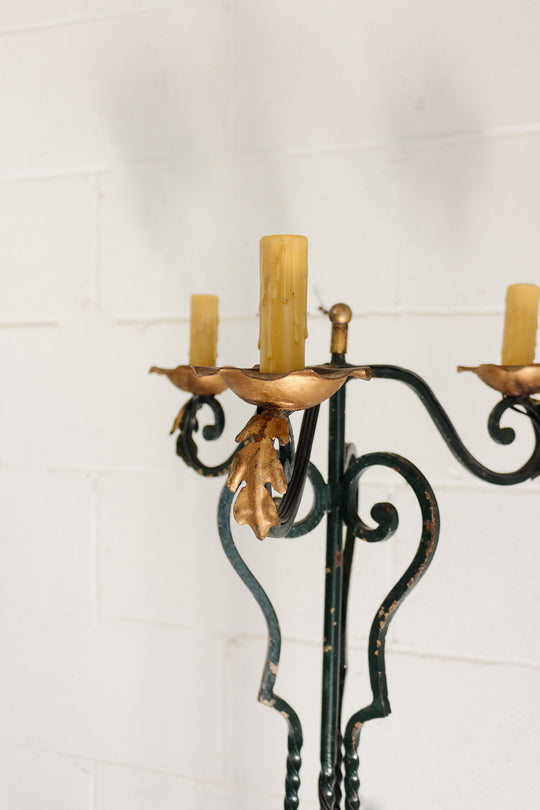 early 20th century french wrought iron candleabra floor lamp