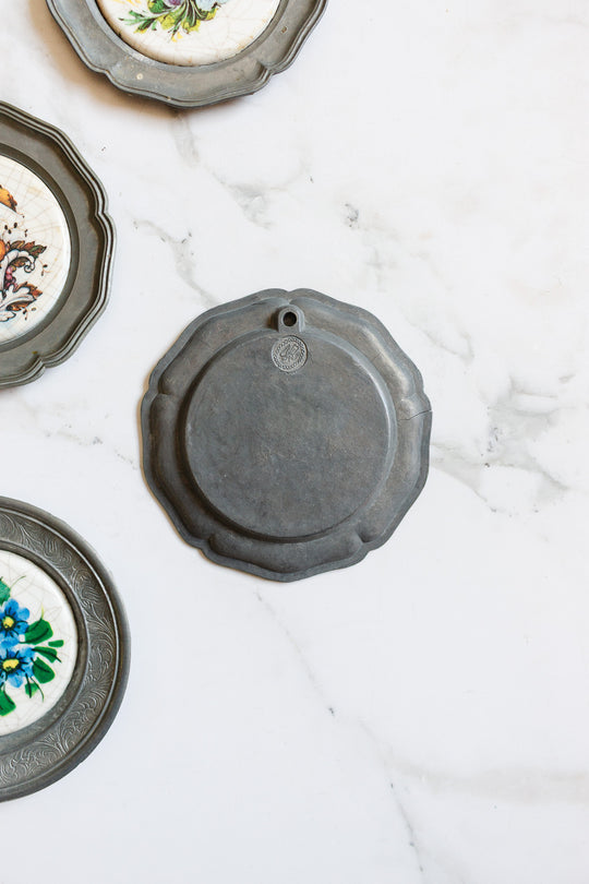 antique European pewter and ceramic "sous bouteille"