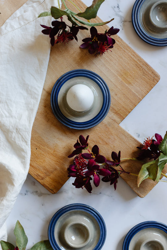 vintage german stoneware egg cups, set of 4