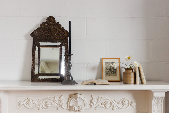pair of vintage large french pewter candlesticks