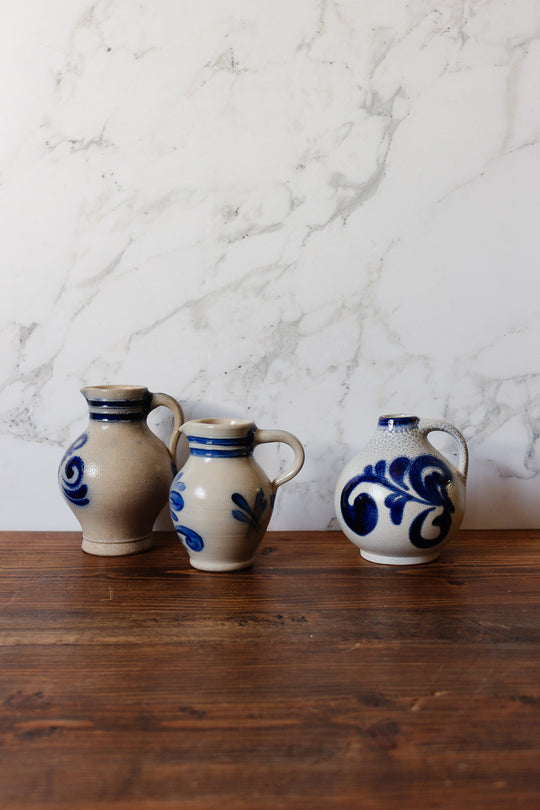 vintage german cobalt blue stoneware jug