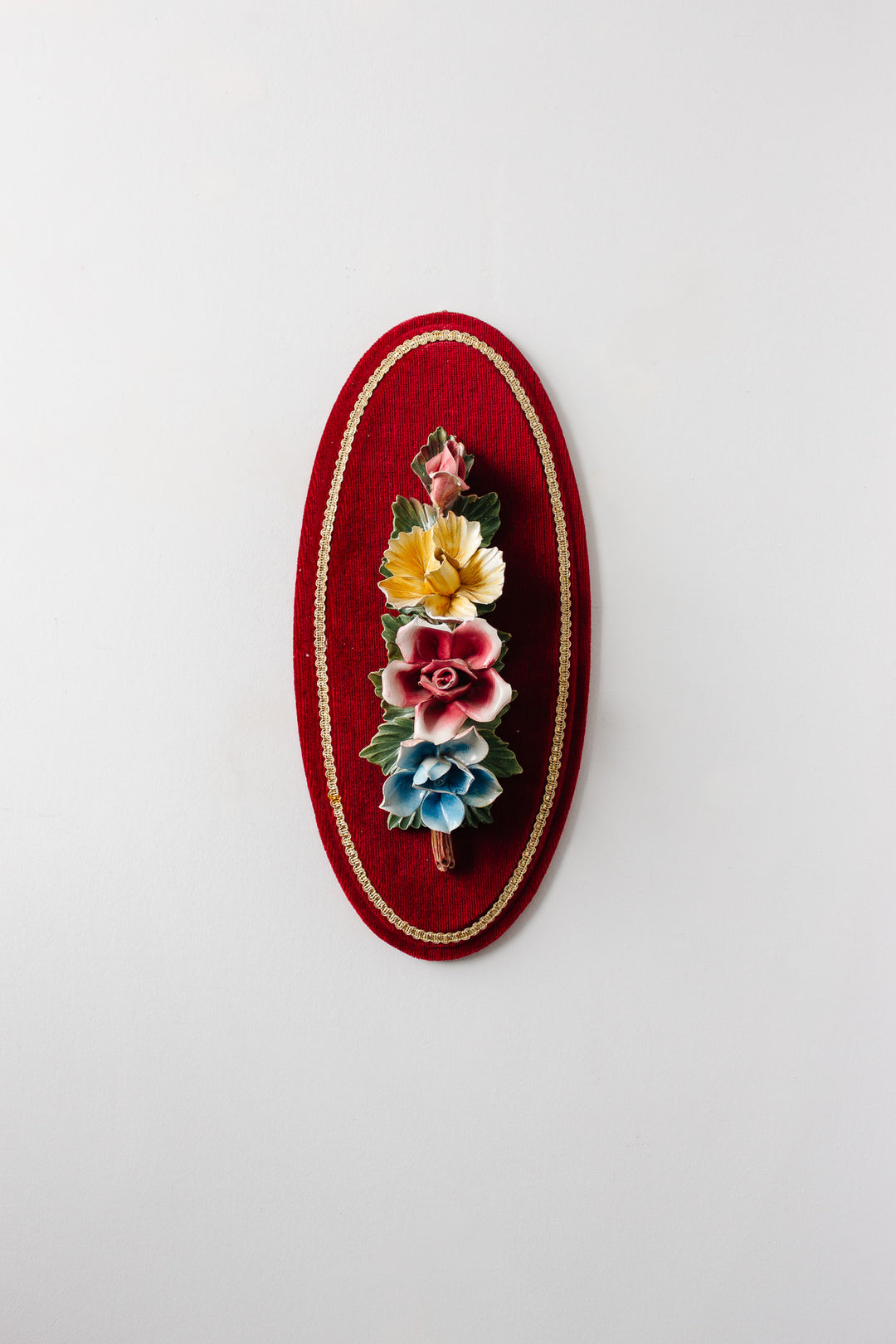 vintage Italian capodimonte porcelain flowers on velvet