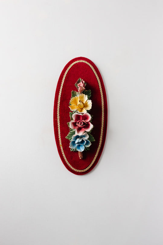 vintage Italian capodimonte porcelain flowers on velvet