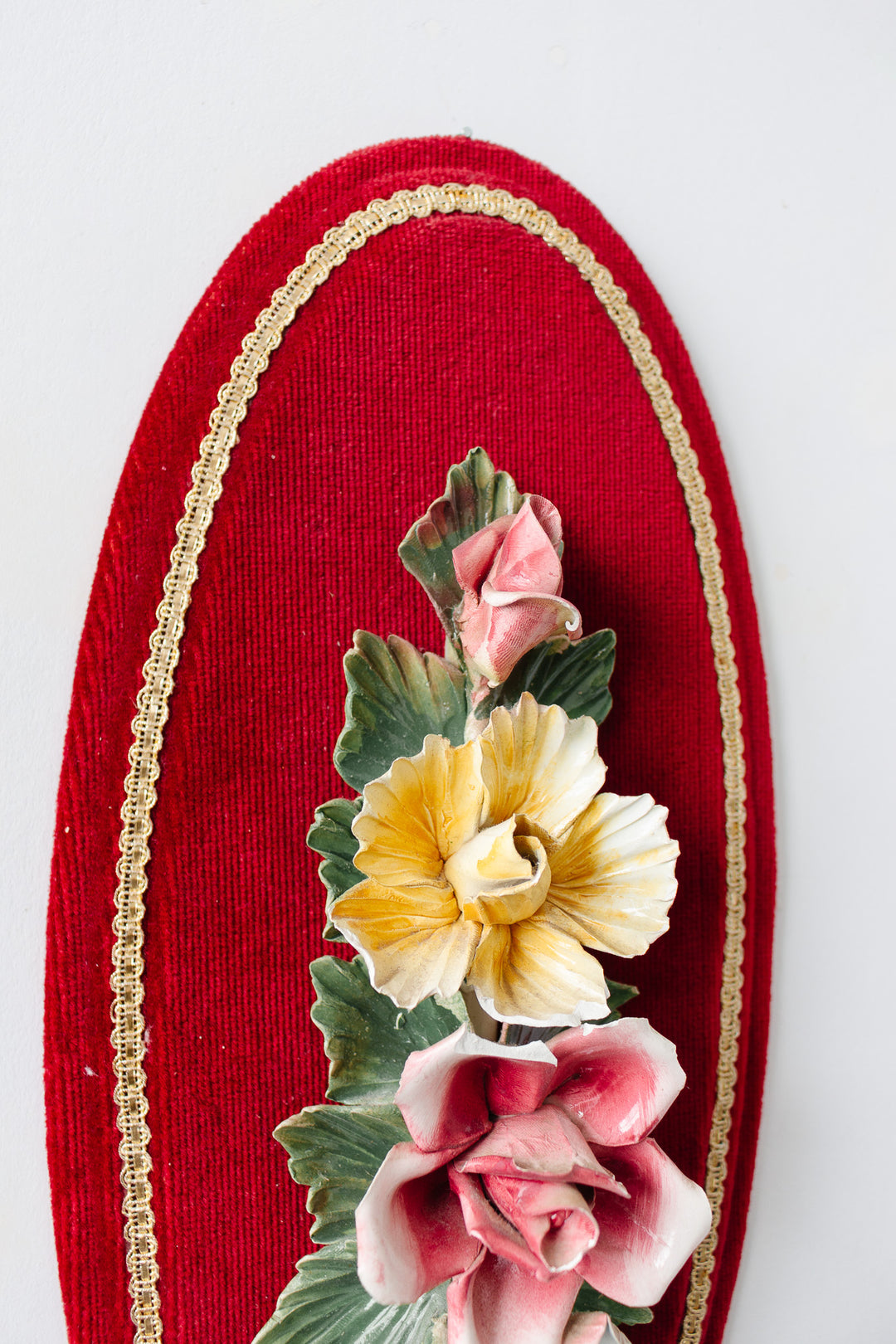 vintage Italian capodimonte porcelain flowers on velvet