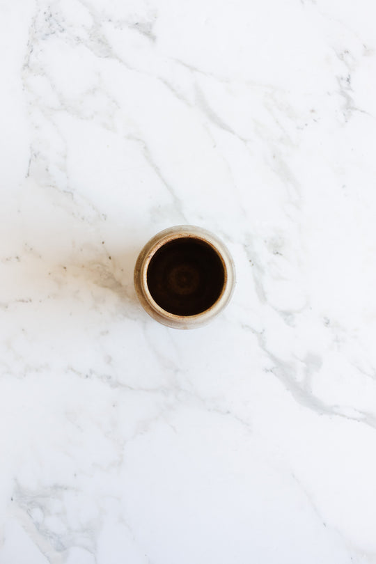 antique "oleum nucistae" stoneware apothecary jar