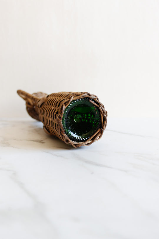 vintage french wicker wrapped bottle