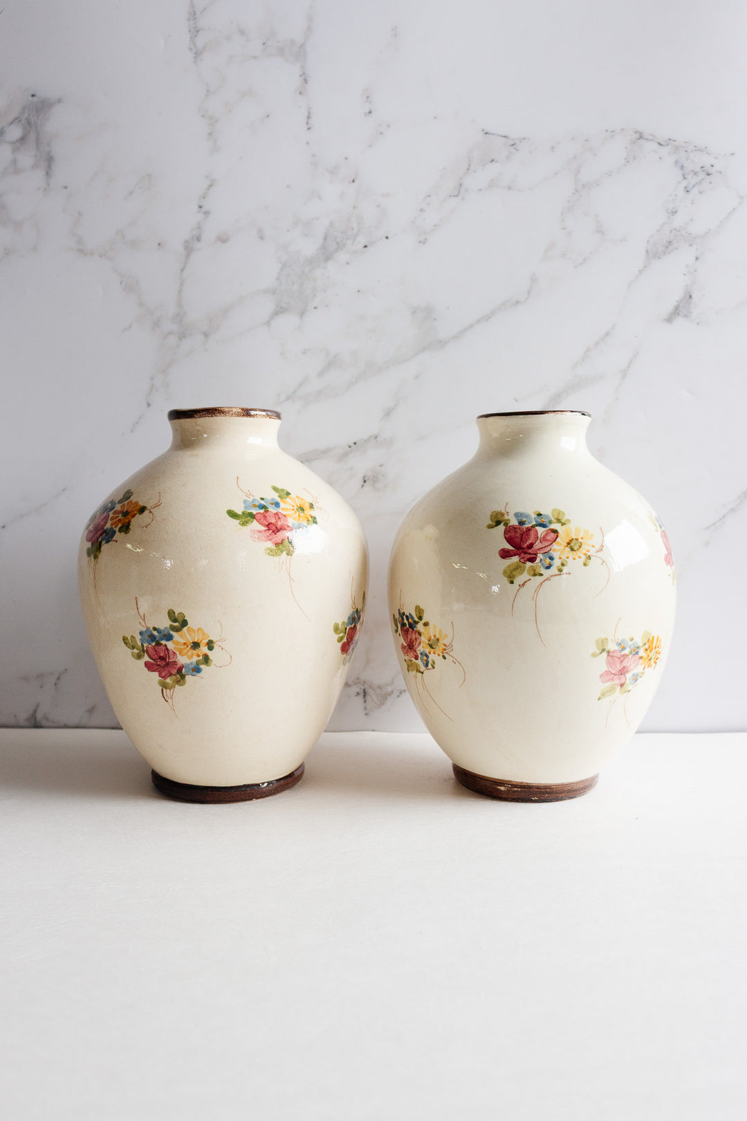 pair of hand painted Vallauris vases