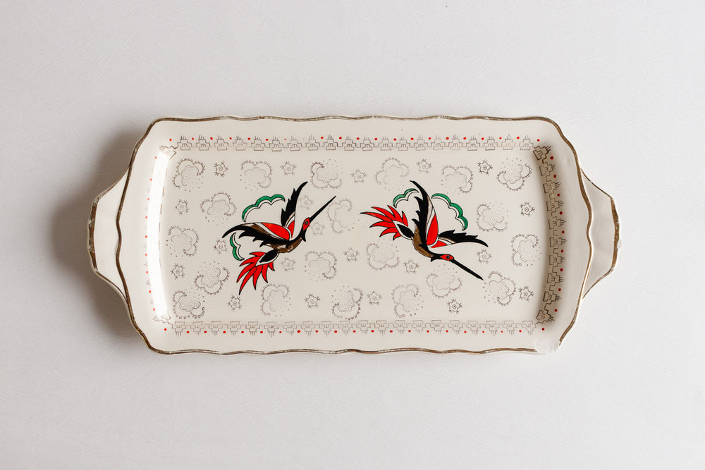 vintage french "ceylan" Longwy cake plate