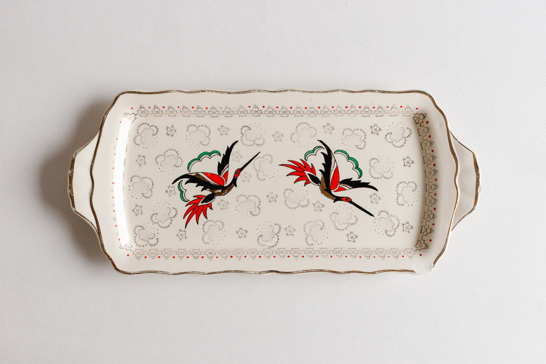 vintage french "ceylan" Longwy cake plate