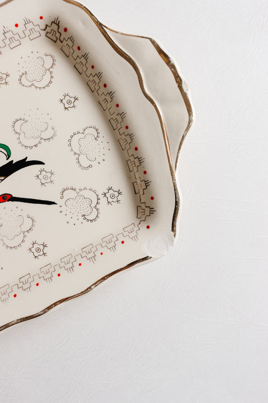 vintage french "ceylan" Longwy cake plate