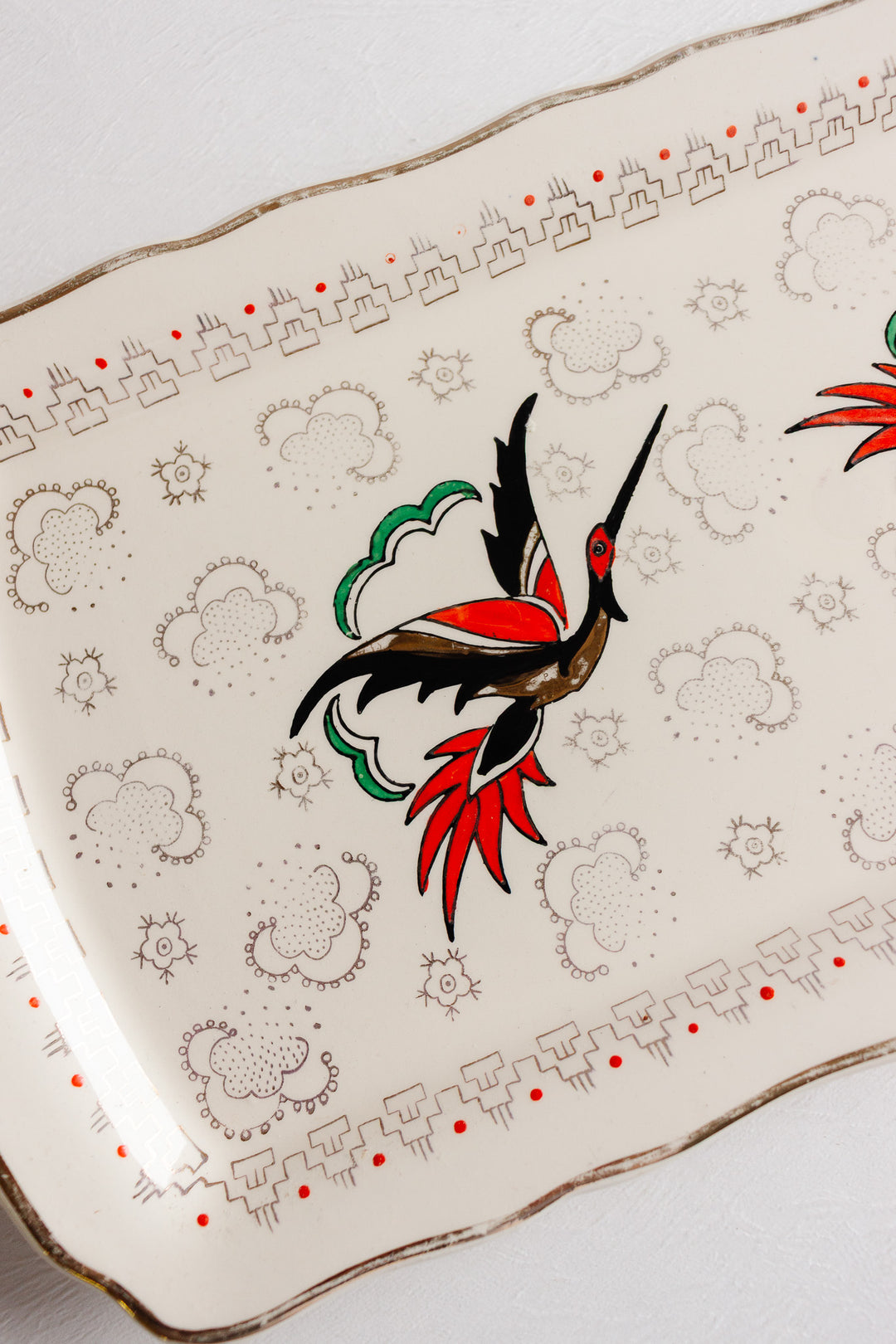 vintage french "ceylan" Longwy cake plate