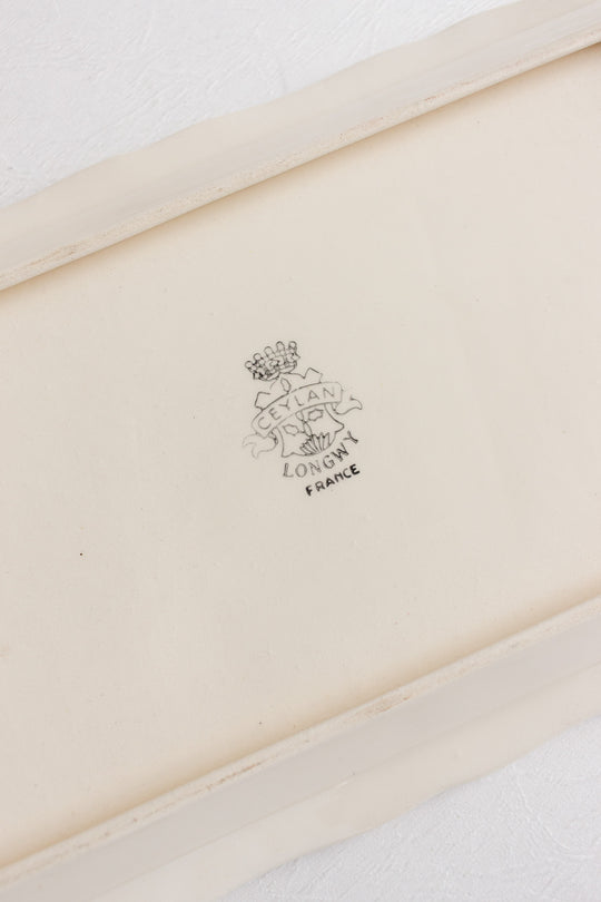 vintage french "ceylan" Longwy cake plate