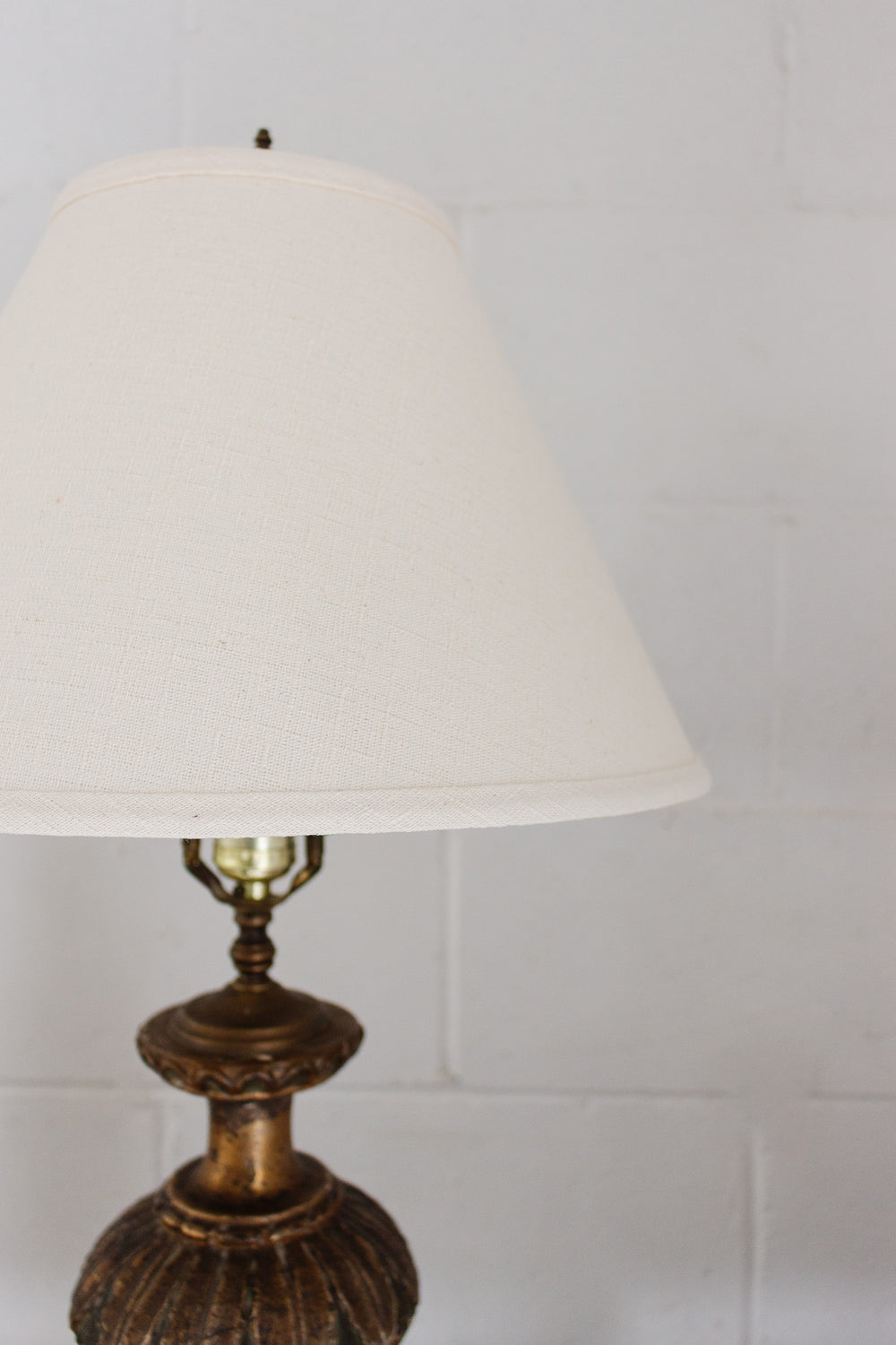 vintage textured fabric cream lampshade