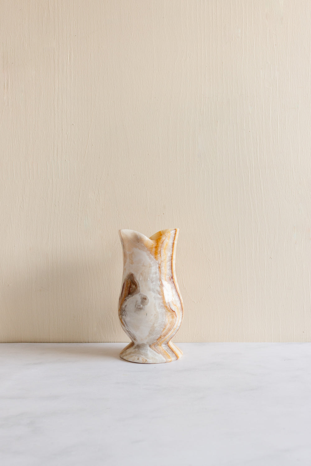 vintage French solid onyx tulip vase