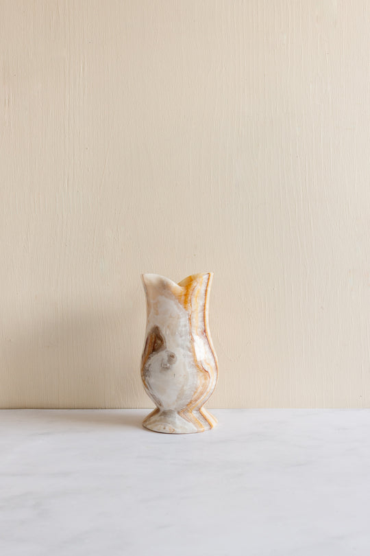 vintage French solid onyx tulip vase