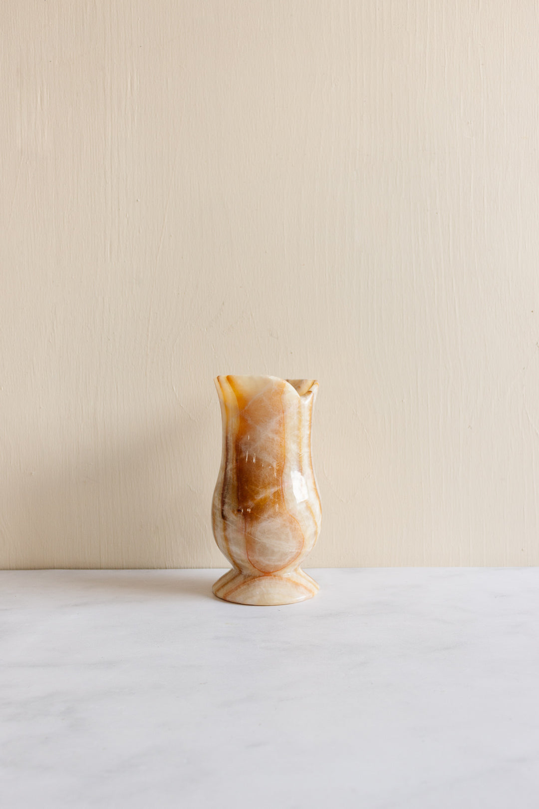 vintage French solid onyx tulip vase