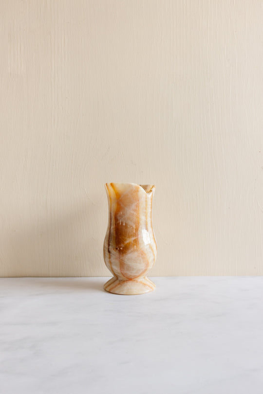 vintage French solid onyx tulip vase