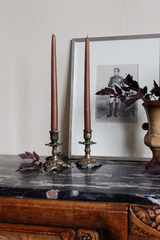 pair of vintage italian solid brass candlesticks