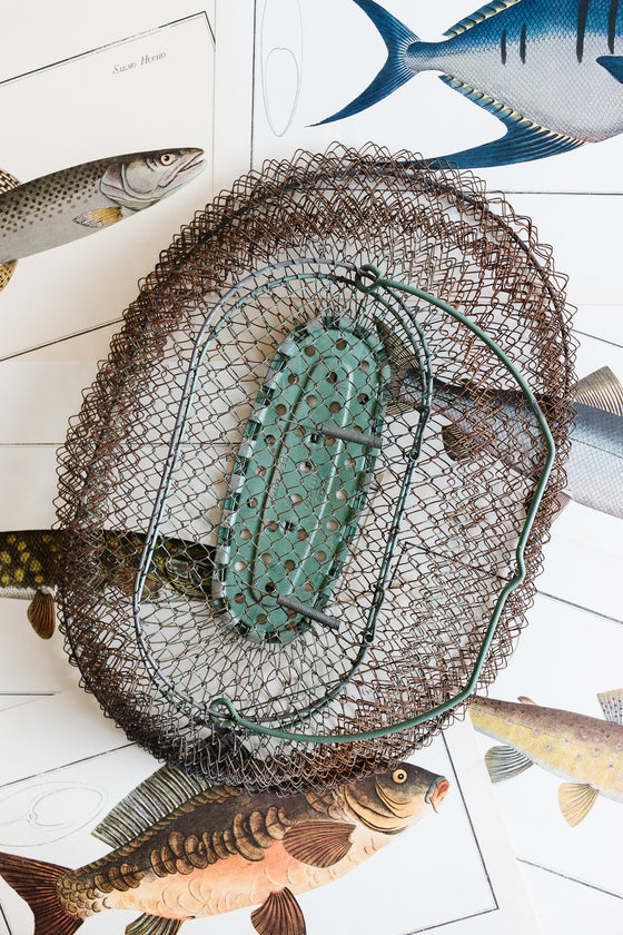 antique french extra large collapsible wire fish basket
