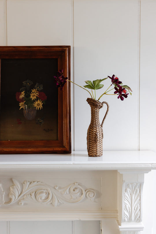 vintage french wicker wrapped bottle