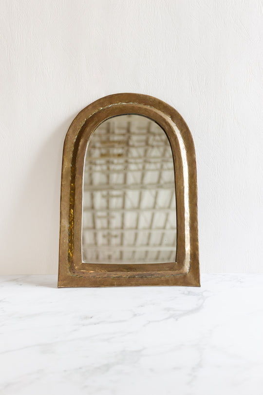 vintage moroccan arched brass mirror