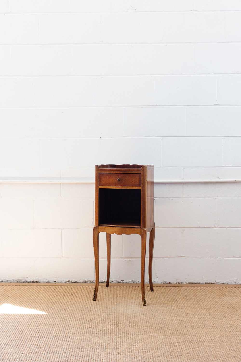 vintage French walnut Louis XVI night stand
