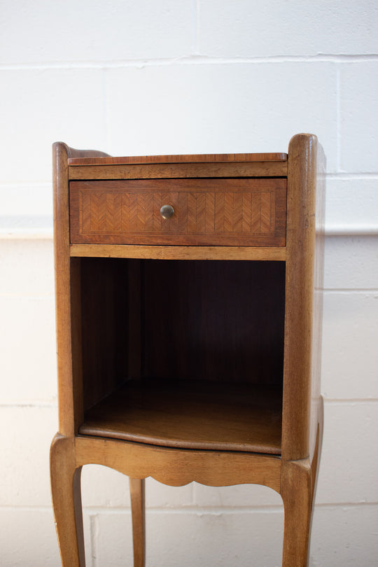 vintage French walnut Louis XVI night stand
