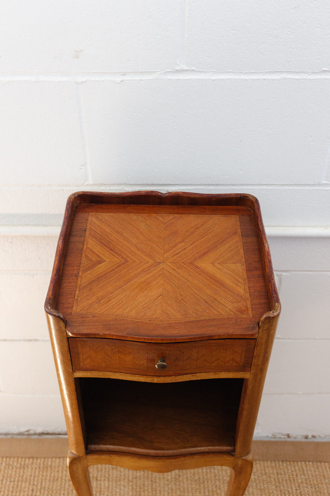 vintage French walnut Louis XVI night stand