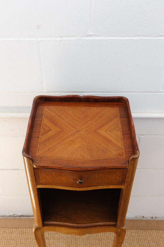 vintage French walnut Louis XVI night stand