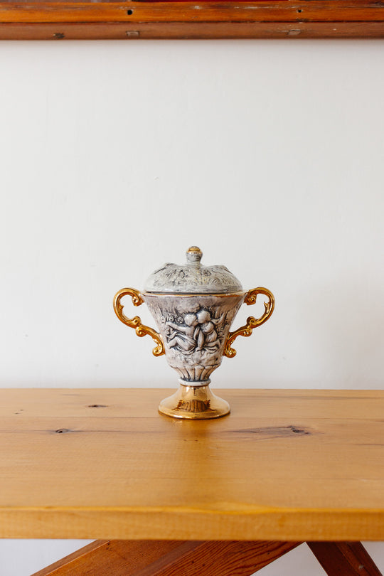 vintage italian capodimonte lidded vase