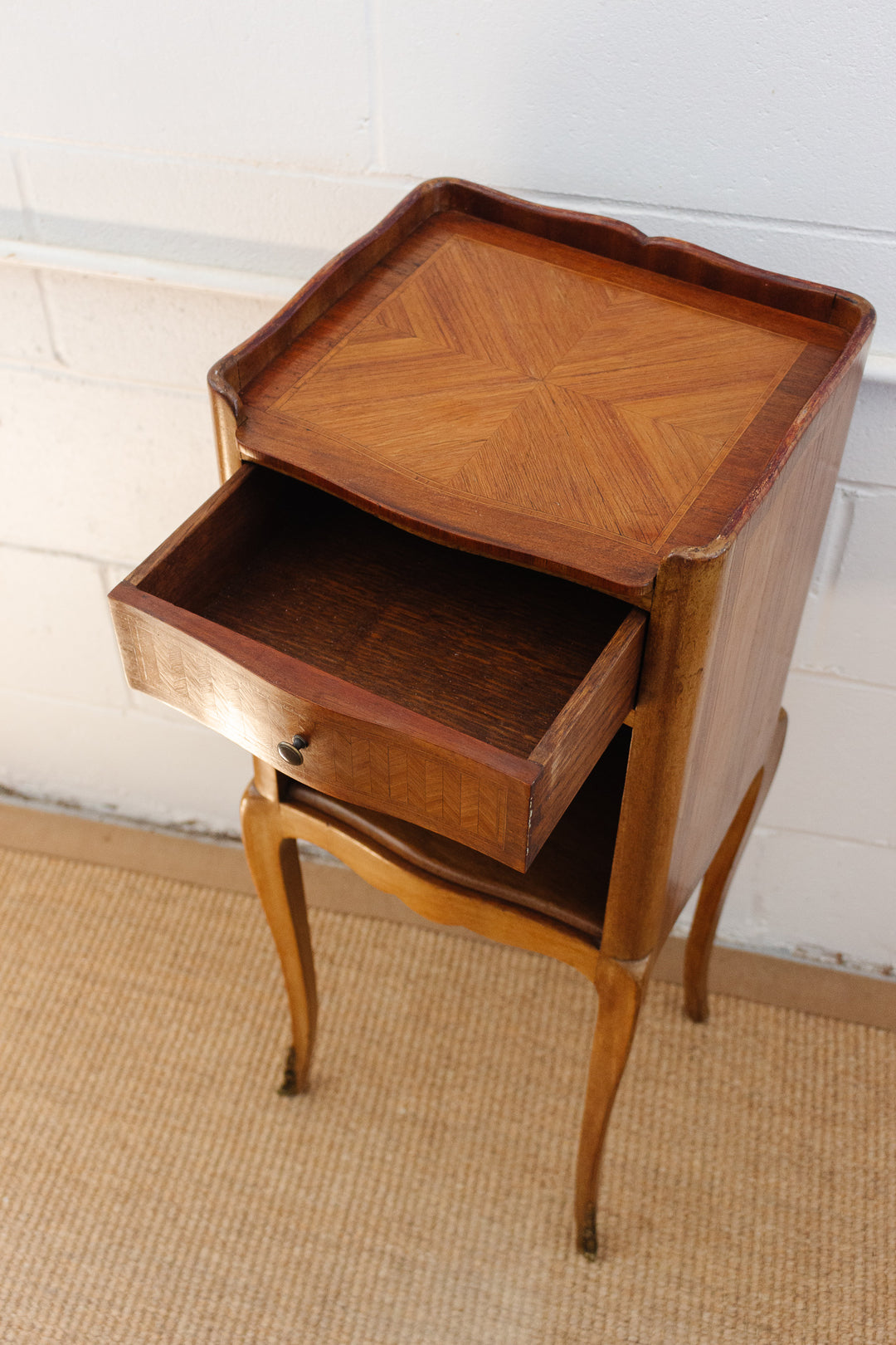 vintage French walnut Louis XVI night stand