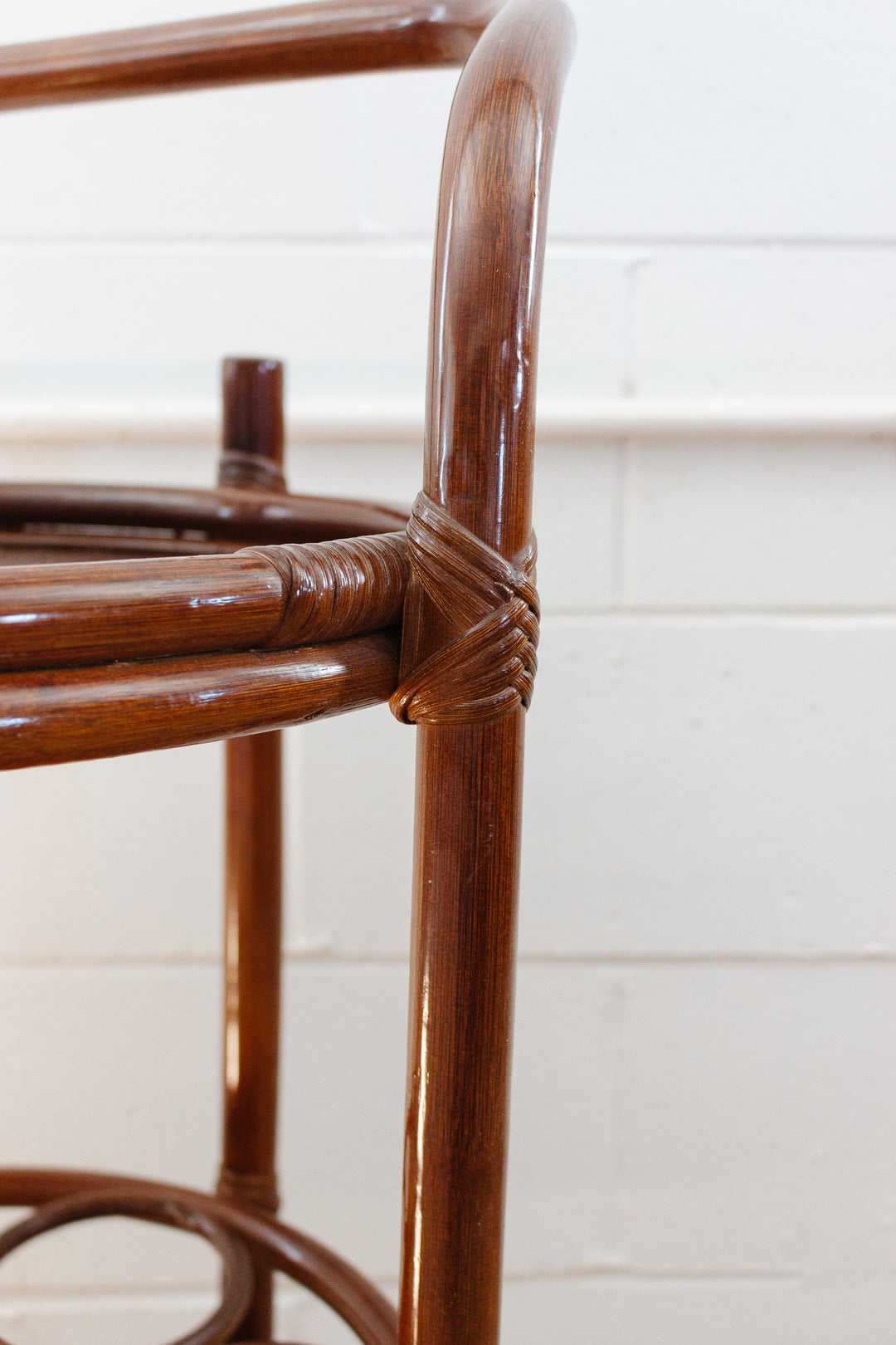 1960s French round bamboo bar cart