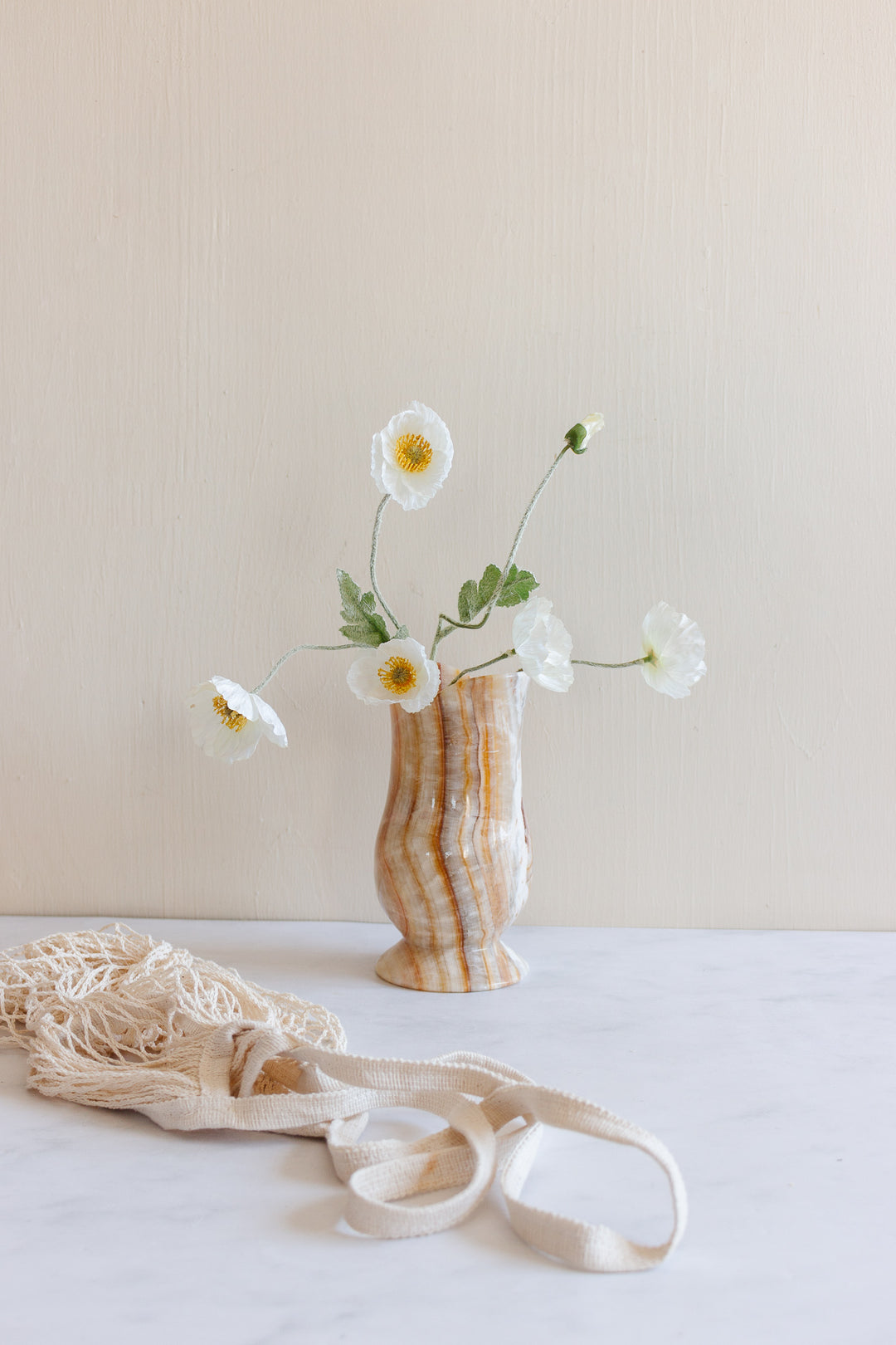 vintage French solid onyx tulip vase