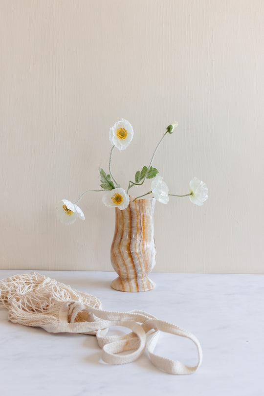 vintage French solid onyx tulip vase