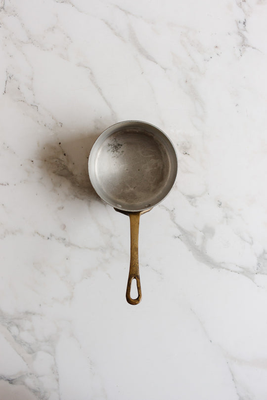 vintage french trio of small copper pots