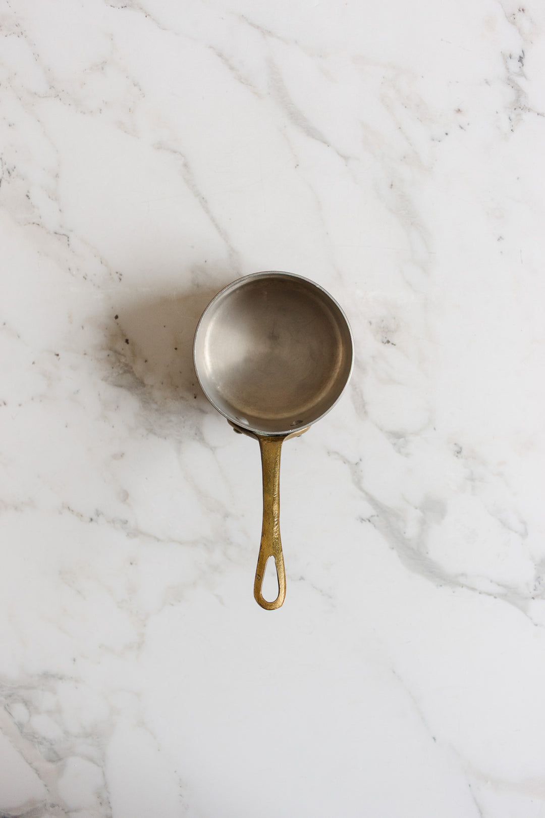 vintage french trio of small copper pots