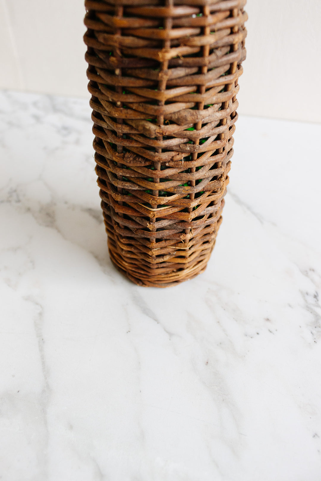 vintage french wicker wrapped bottle