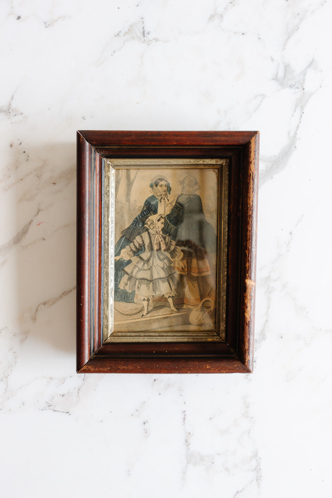 antique English petite framed print