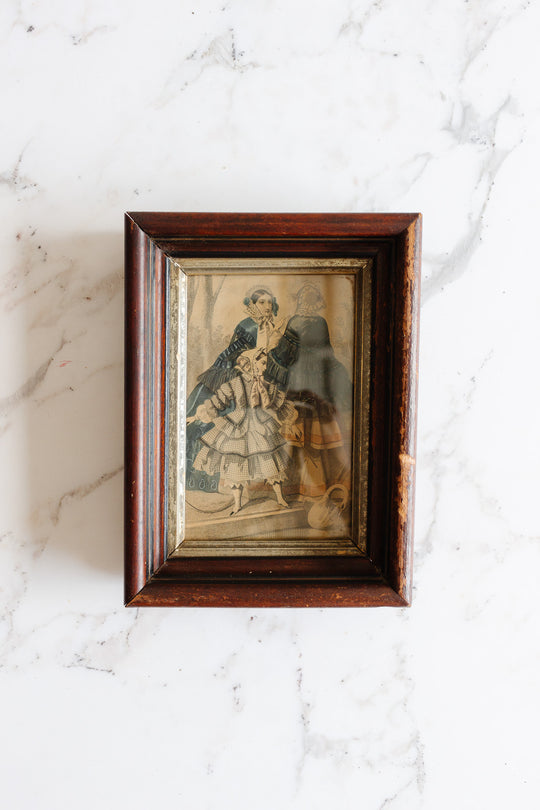 antique English petite framed print